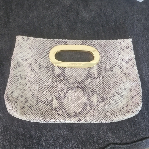 Michael Kors Elegant Snakeskin Clutch with Gold Accent